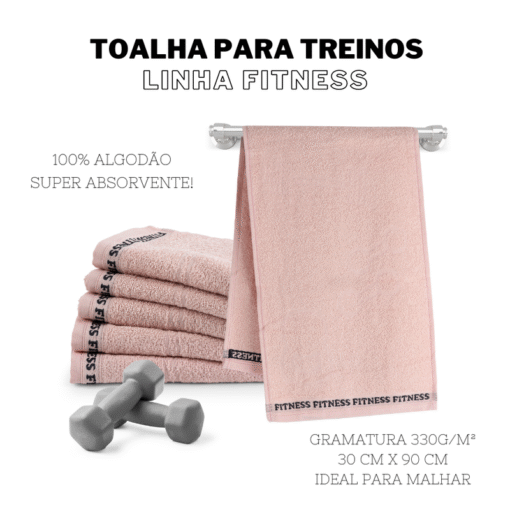 Kit 6 Toalhas Fitness 30x90cm Rosa Blush - Academia, Esporte e Treino - Image 3