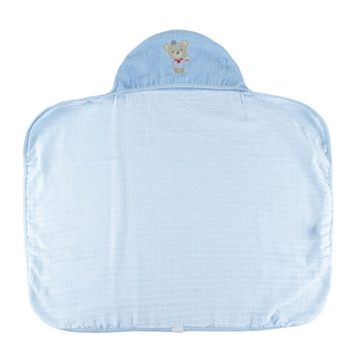 Toalha Baby Fralda com Capuz Bordado 100% Algodão Azul – 70cm x 90cm - Image 3